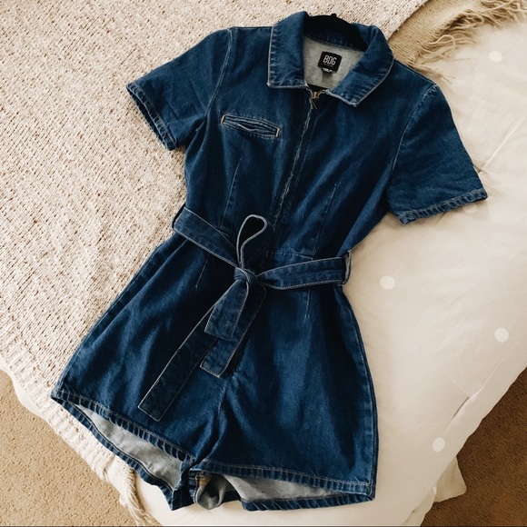 Urban Outfitters Pants - UO BDG Denim Tie Front Zip Romper